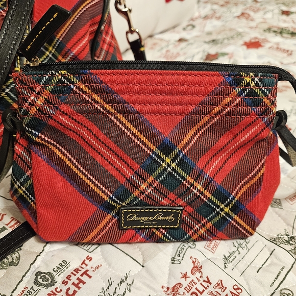 Dooney & Bourke Tartan Wool Red Plaid Satchel Set - Picture 11 of 16